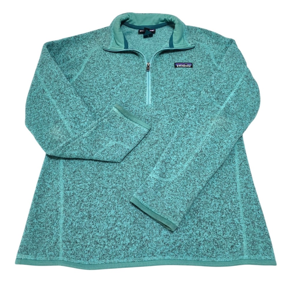 Patagonia Womens Quarter Zip‎ Pullover Fleece Sweater Teal Blue Size M
